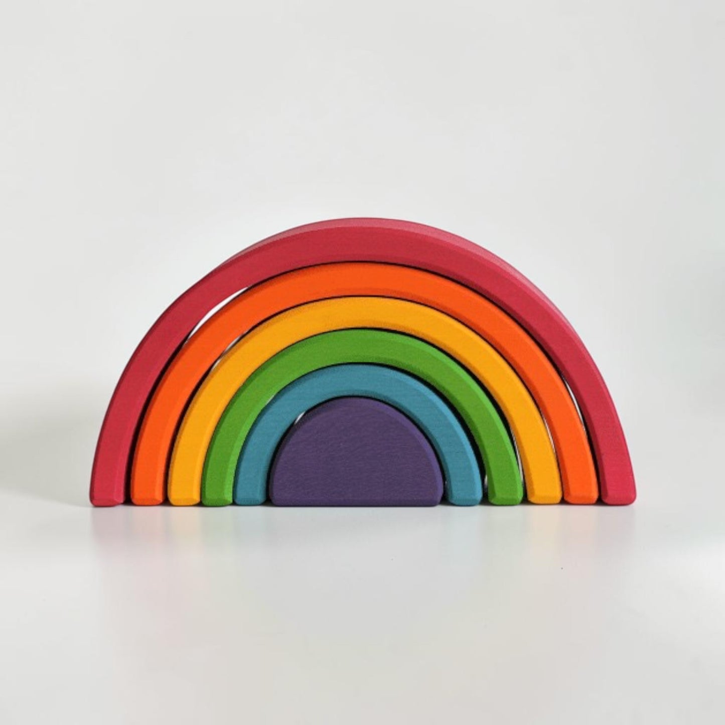 **pre-order (ships in 2–3 weeks)**6-piece small stained basswood (linden wood) rainbow stacker | classic rainbow & pastel