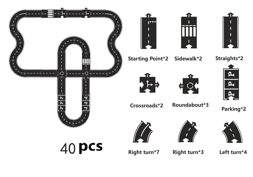 rubber roads play set