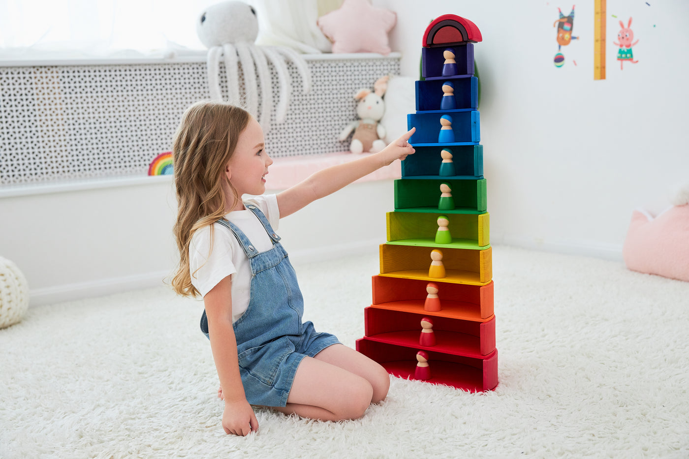 Kids Loose Parts Play Materials Rainbow Blocks Children Wooden Constructor Waldorf  Toys Montessori At Home Toddler Activities - Wooden Blocks - AliExpress