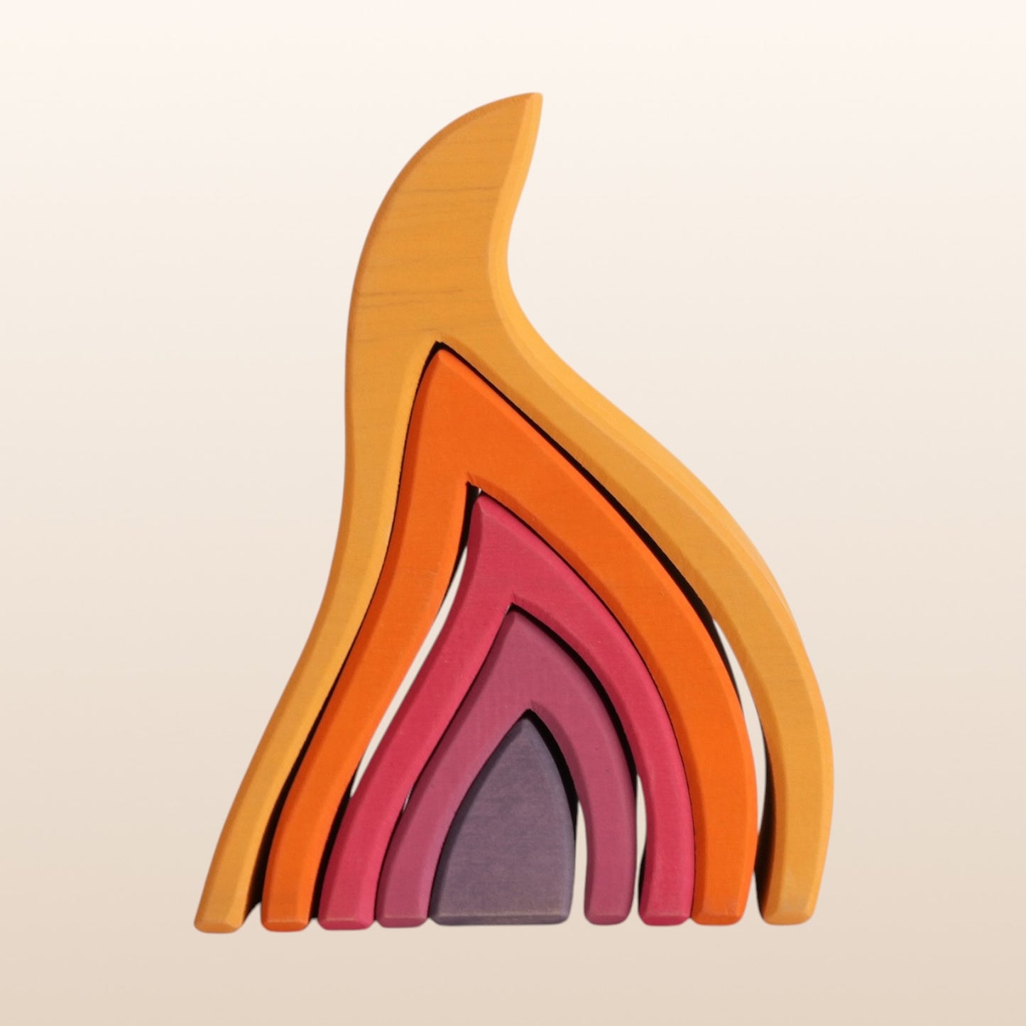**pre-order (ships in 2-3 weeks)**handmade stained basswood stacker collection | fire, coral, wave & cave | montessori waldorf wooden open-ended toy