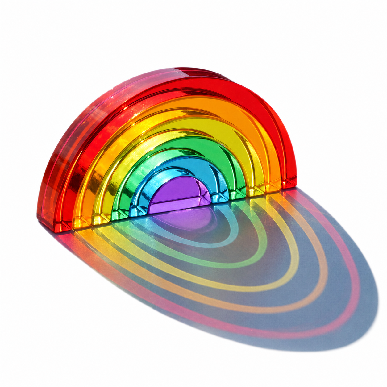 6-piece small crystal clear rainbow lucite blocks