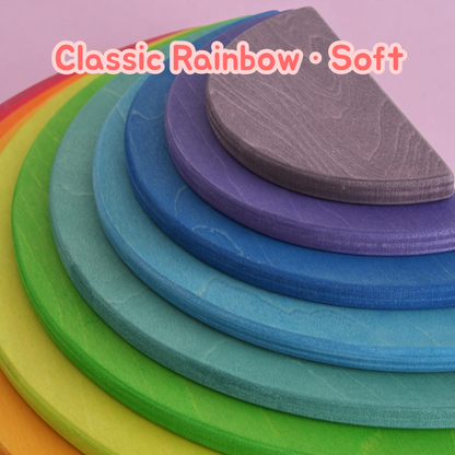 Upgraded Stained Basswood (Linden Wood) Rainbow Stackers & Building Boards | Classic & Pastel | Bright & Soft