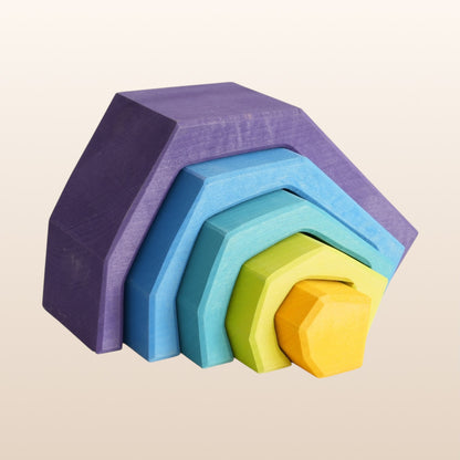 **Pre-order (Ships in 2-3 Weeks)**Handmade Stained Basswood Stacker Collection | Fire, Coral, Wave & Cave | Montessori Waldorf Wooden Open-Ended Toy