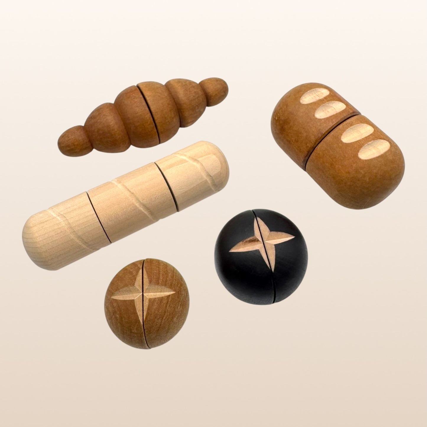 5-piece wooden bread play food set | realistic bakery pretend play toy