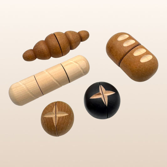 5-Piece Wooden Bread Play Food Set | Realistic Bakery Pretend Play Toy