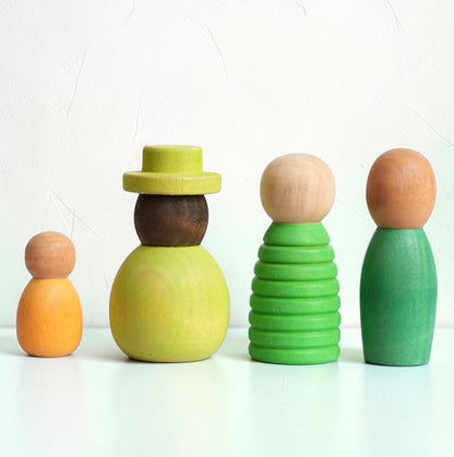 12 Pcs STAINED Wooden “Together” Peg Dolls Set