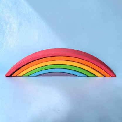 6-Piece Basswood Rainbow Bridge Building Blocks| Painted & Hand-Stained