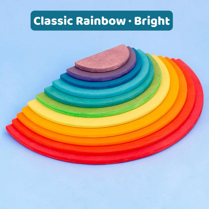 Upgraded Stained Basswood (Linden Wood) Rainbow Stackers & Building Boards | Classic & Pastel | Bright & Soft