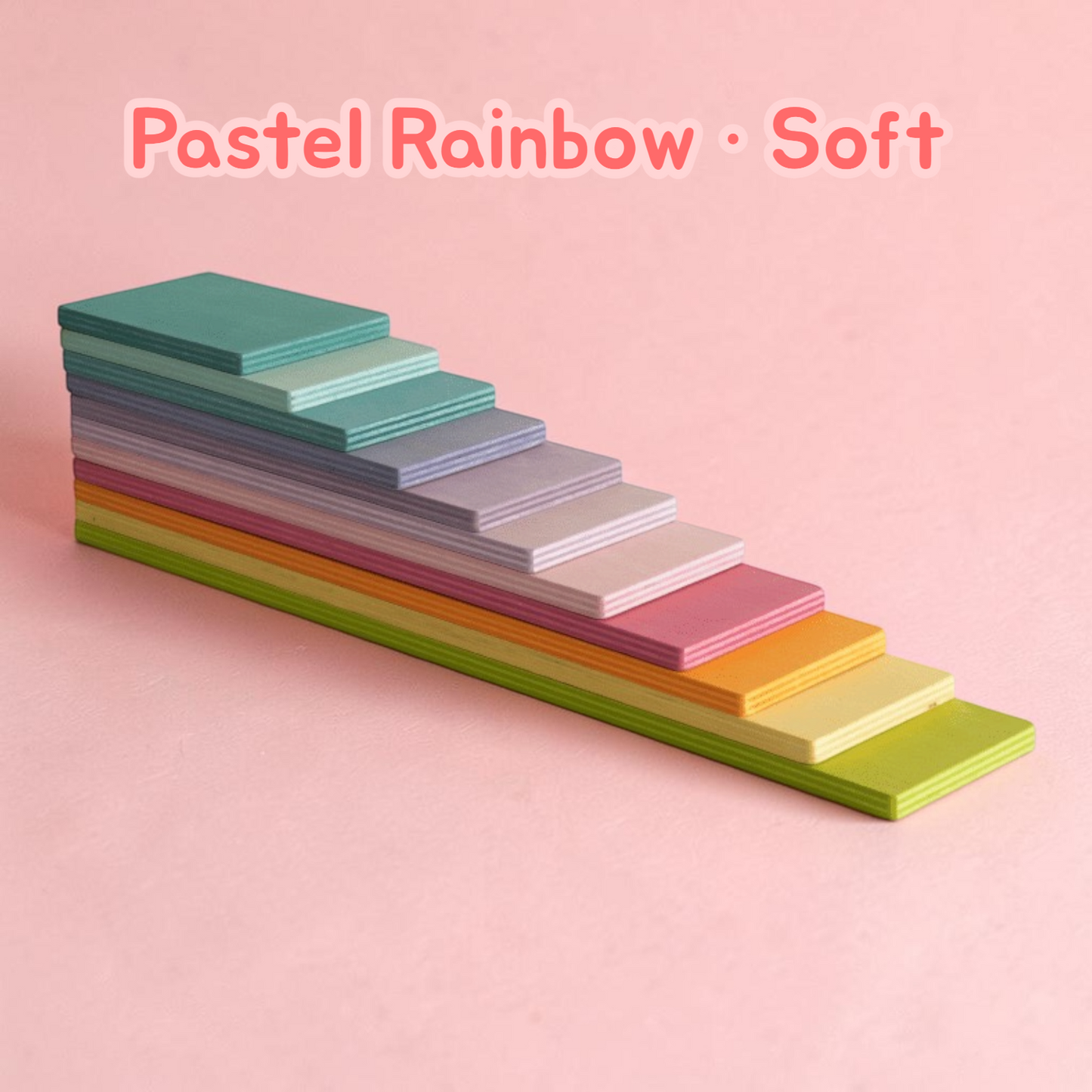 upgraded stained basswood (linden wood) rainbow stackers & building boards | classic & pastel | bright & soft