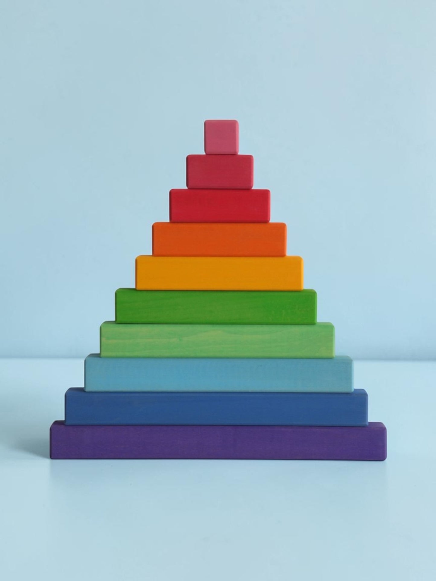 **pre-order (ships in 2-3 weeks)**building steps rainbow counting blocks – 100-piece wooden prism stair set