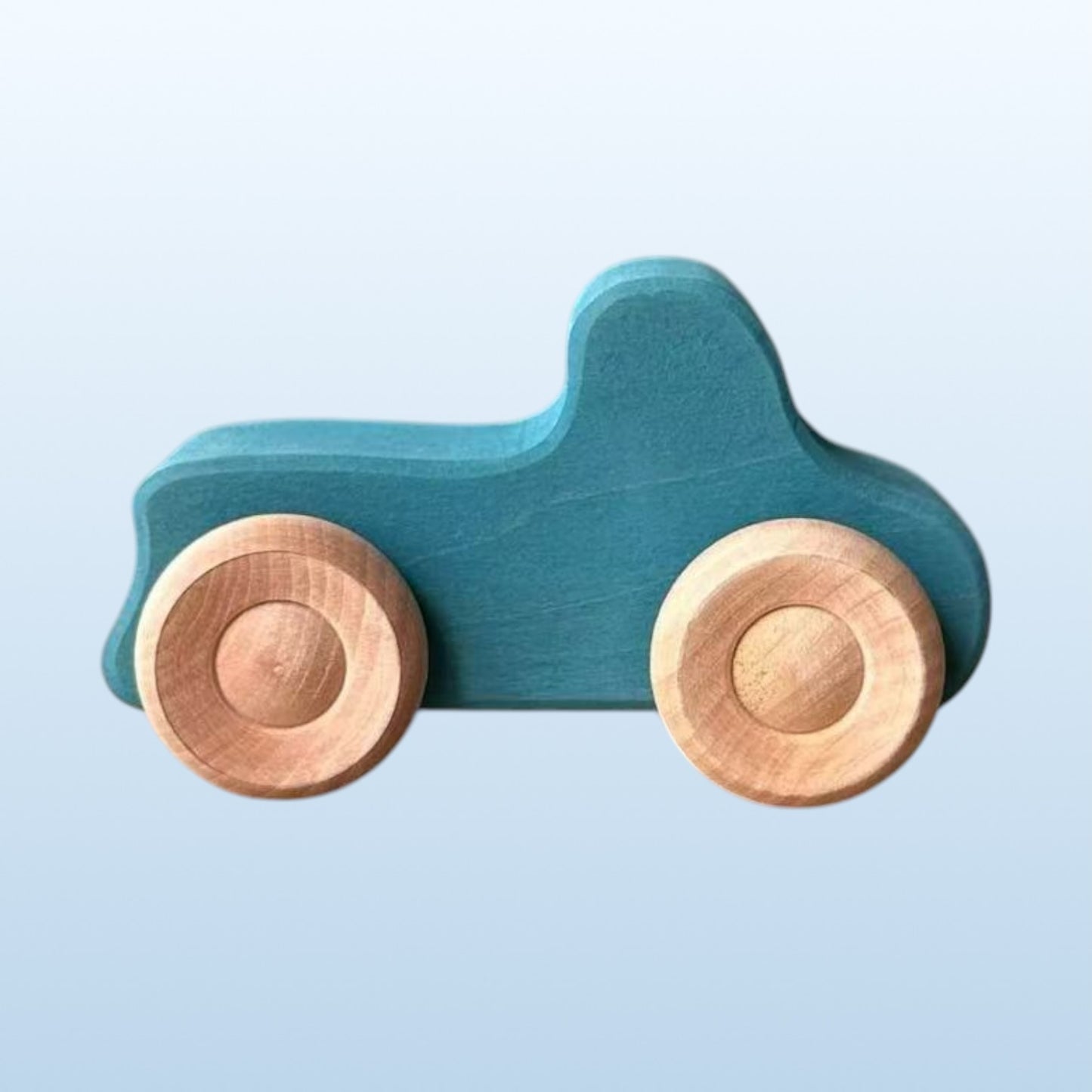 7-piece wooden rainbow cars set with 3 peg dolls | stained basswood or painted beechwood
