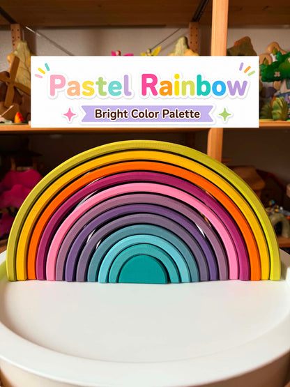 Upgraded Stained Basswood (Linden Wood) Rainbow Stackers & Building Boards | Classic & Pastel | Bright & Soft