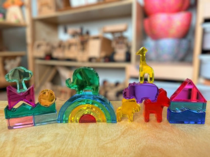 Green Elephant Original Design – Wild Rainbow Safari Blocks Exclusive Limited Edition Wooden & Acrylic Play Set