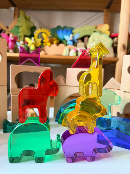 Green Elephant Original Design – Wild Rainbow Safari Blocks Exclusive Limited Edition Wooden & Acrylic Play Set