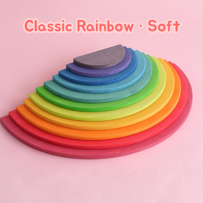 Upgraded Stained Basswood (Linden Wood) Rainbow Stackers & Building Boards | Classic & Pastel | Bright & Soft
