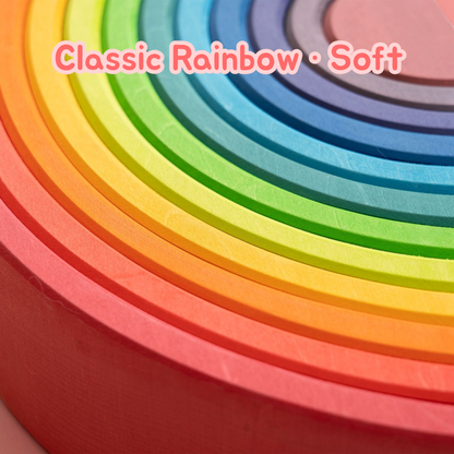 Upgraded Stained Basswood (Linden Wood) Rainbow Stackers & Building Boards | Classic & Pastel | Bright & Soft