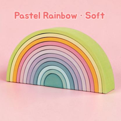 Upgraded Stained Basswood (Linden Wood) Rainbow Stackers & Building Boards | Classic & Pastel | Bright & Soft