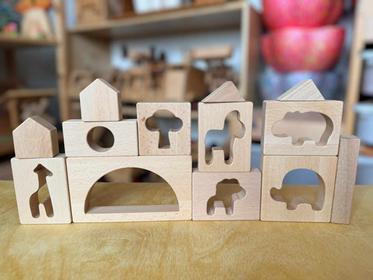 green elephant original design – wild rainbow safari blocks exclusive limited edition wooden & acrylic play set