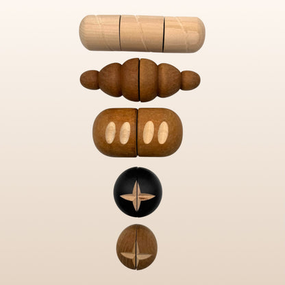 5-Piece Wooden Bread Play Food Set | Realistic Bakery Pretend Play Toy
