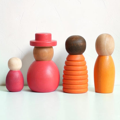 12 Pcs STAINED Wooden “Together” Peg Dolls Set