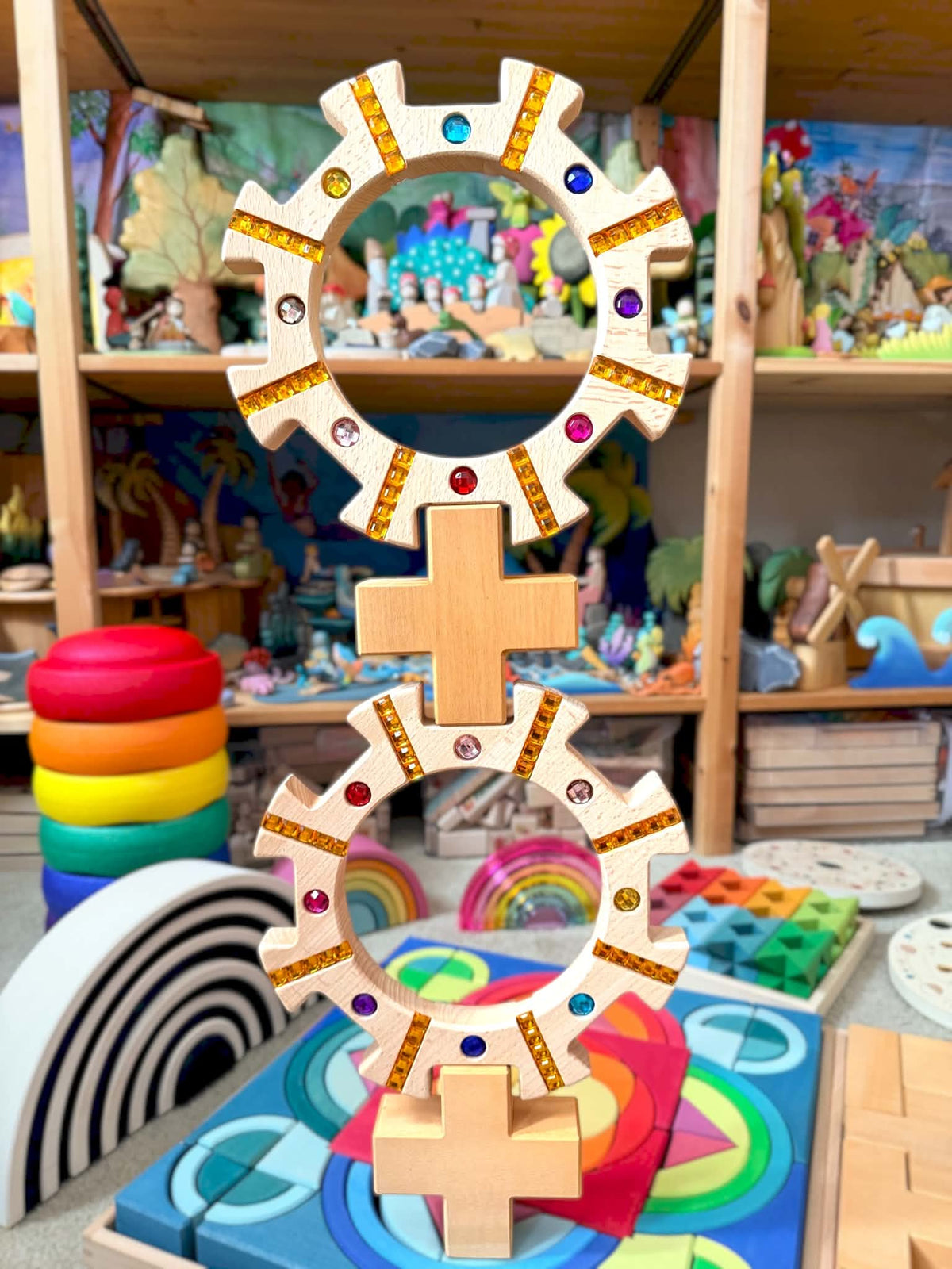wooden gem "sun wreath" building ring