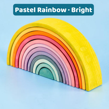 Upgraded Stained Basswood (Linden Wood) Rainbow Stackers & Building Boards | Classic & Pastel | Bright & Soft