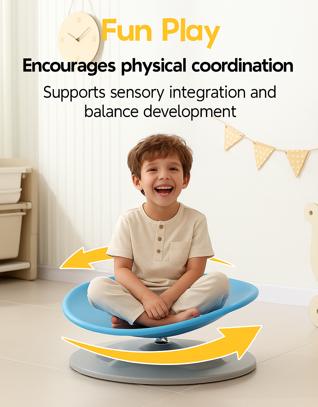 upgraded sensory spinning balance chair – one-piece, no assembly needed