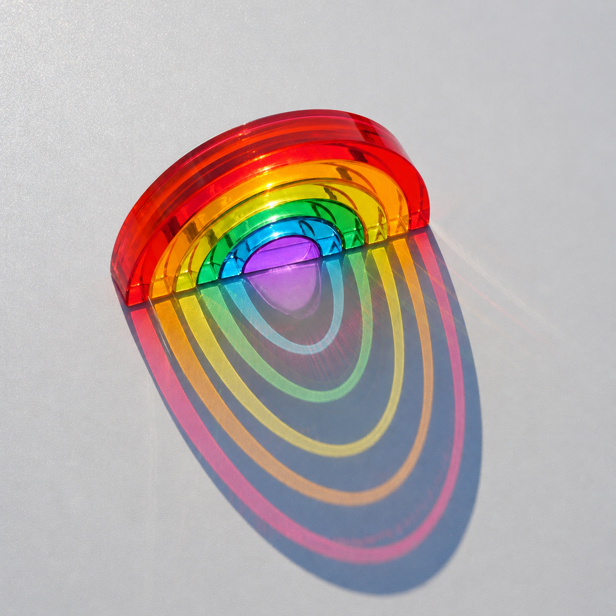 6-piece small crystal clear rainbow lucite blocks