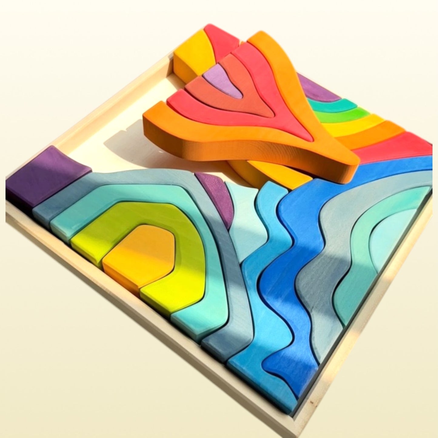 **pre-order (ships in 2-3 weeks)**large stained four elements wooden stacking puzzles building blocks