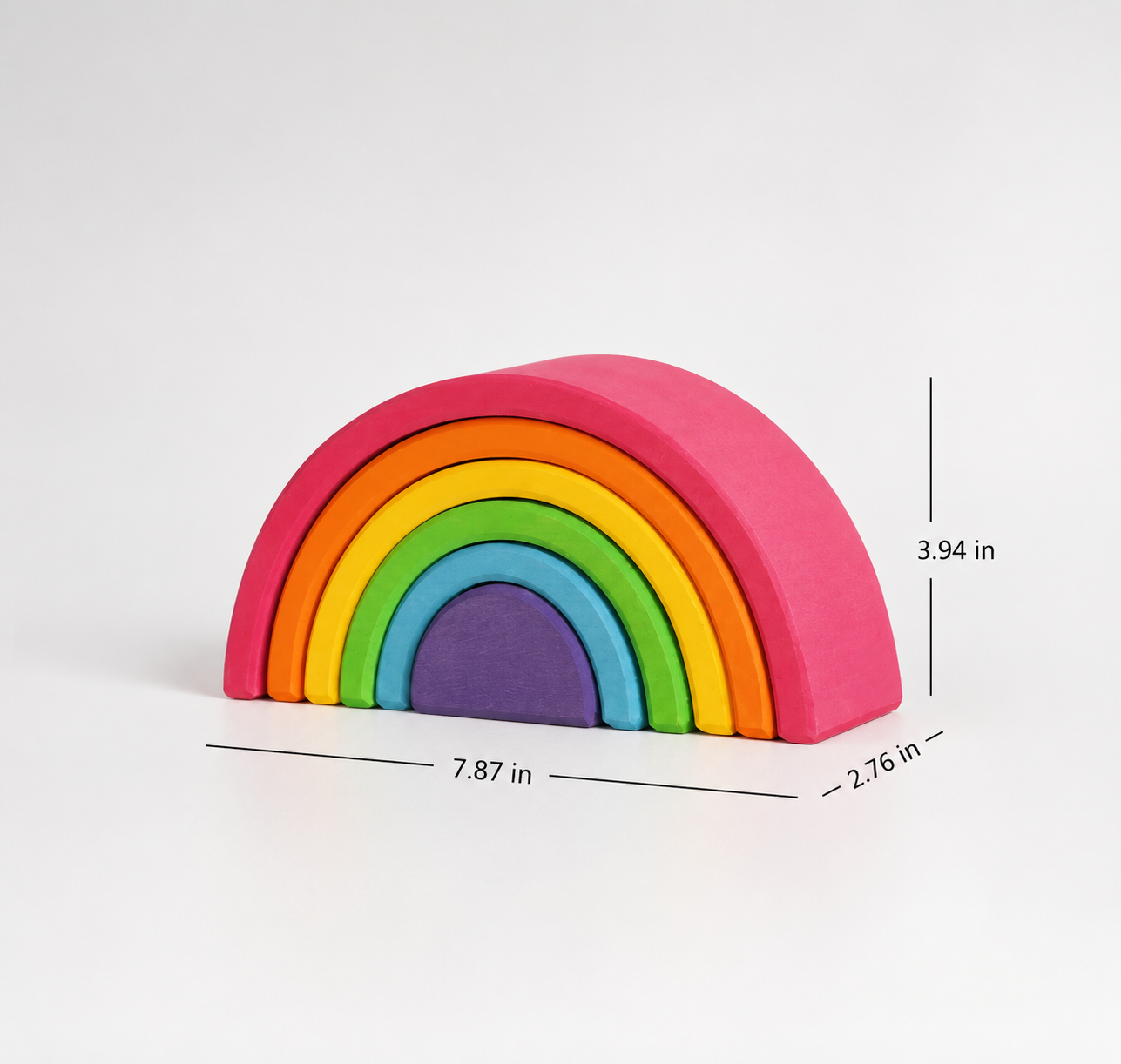 **pre-order (ships in 2–3 weeks)**6-piece small stained basswood (linden wood) rainbow stacker | classic rainbow & pastel