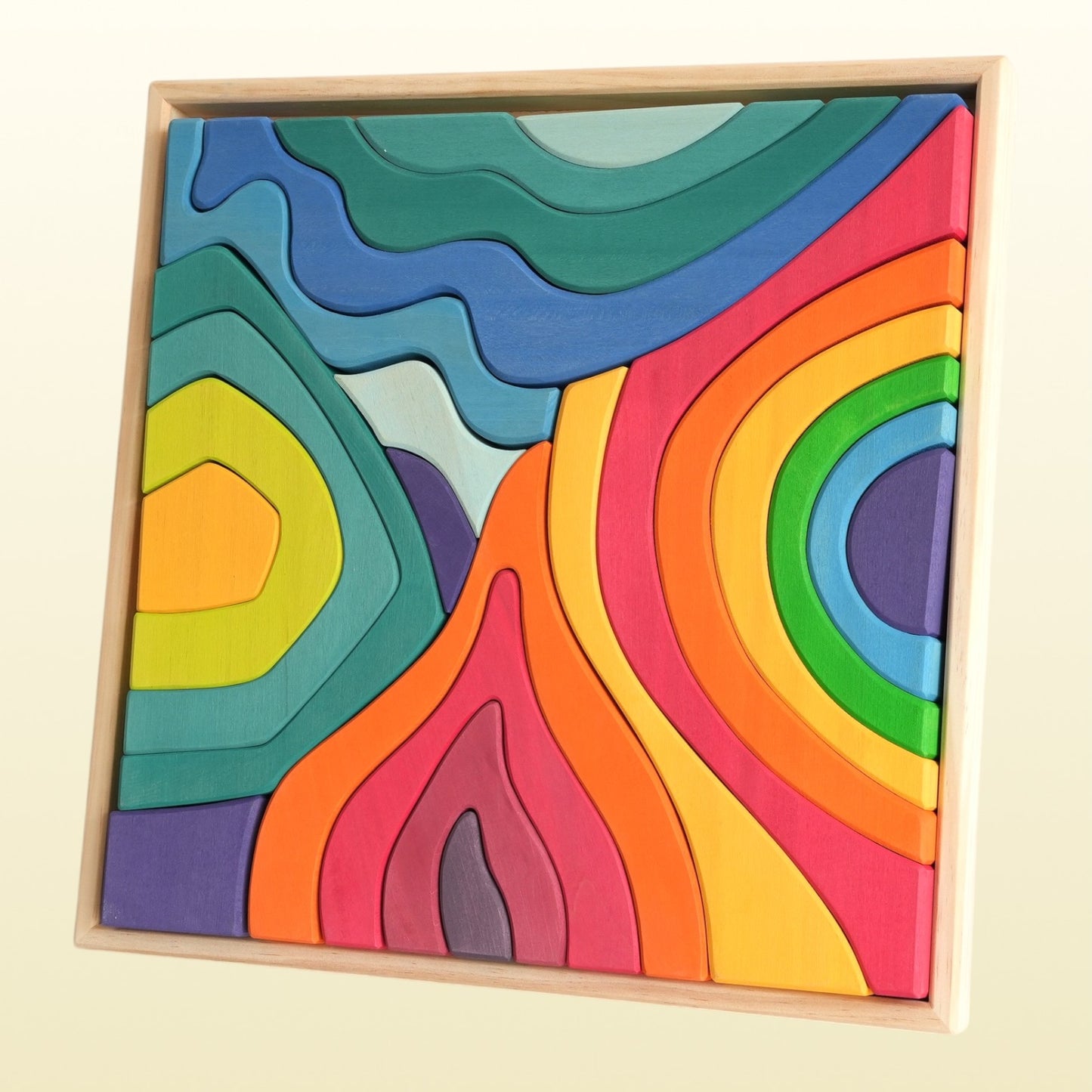 **pre-order (ships in 2-3 weeks)**large stained four elements wooden stacking puzzles building blocks