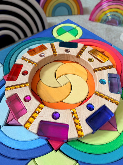 Wooden Gem "Sun Wreath" Building Ring