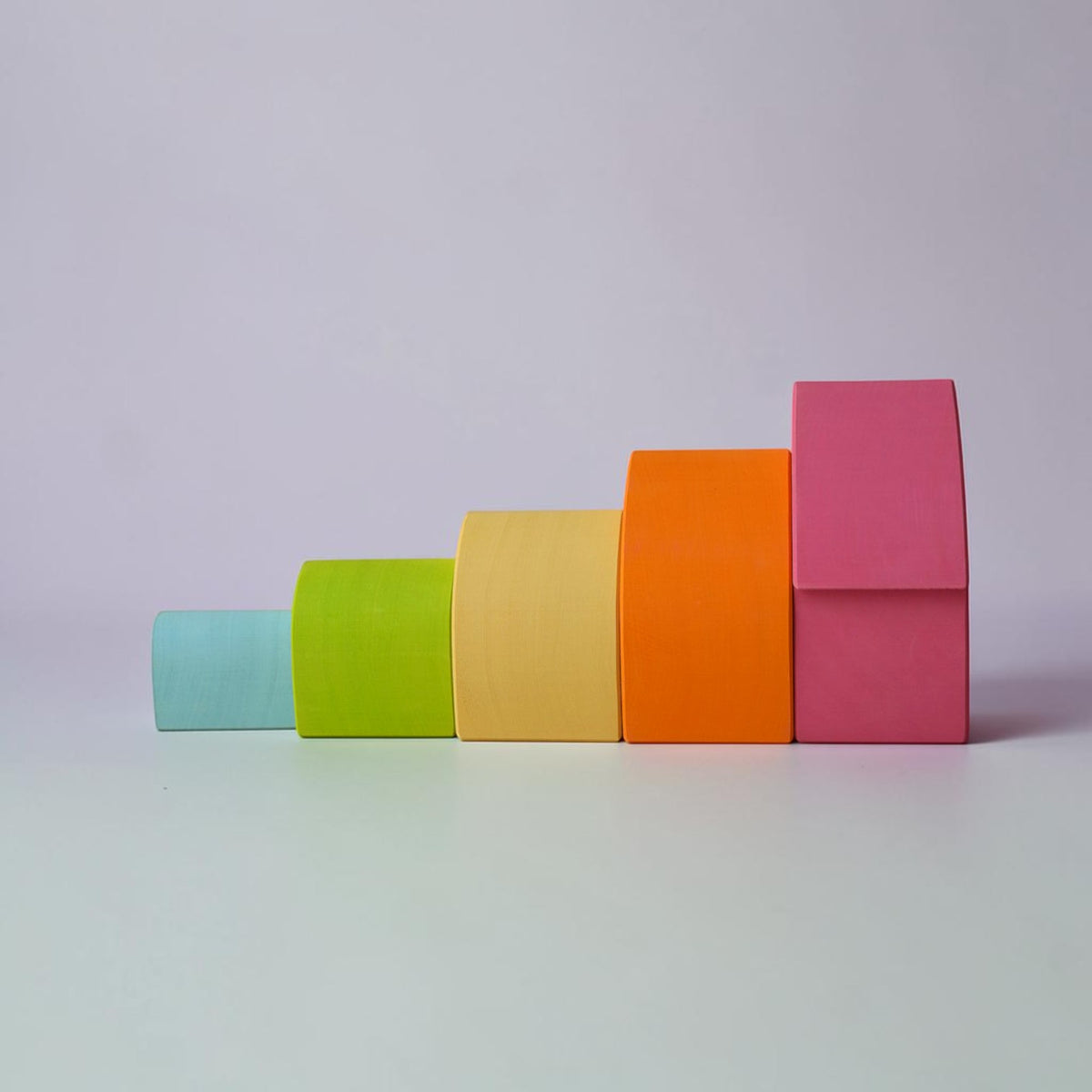 5-piece pastel rainbow house – stained basswood wooden stacking blocks