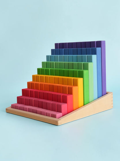 **Pre-order (Ships in 2-3 Weeks)**Building Steps Rainbow Counting Blocks – 100-Piece Wooden Prism Stair Set