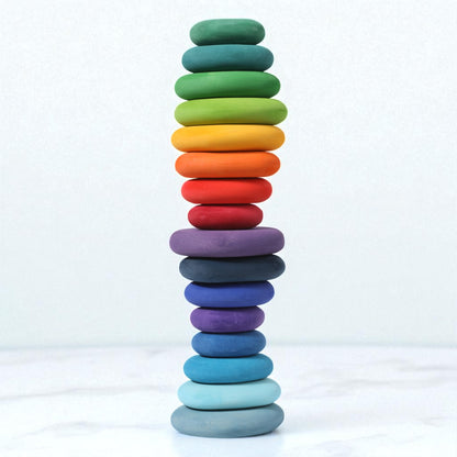 20-Piece Stained Wooden Stacking Pebbles Set