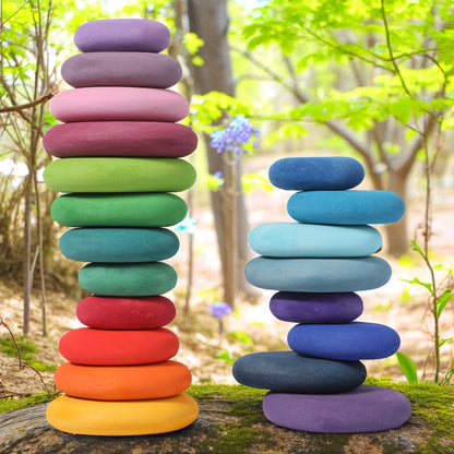 20-Piece Stained Wooden Stacking Pebbles Set