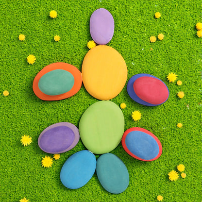 20-Piece Stained Wooden Stacking Pebbles Set