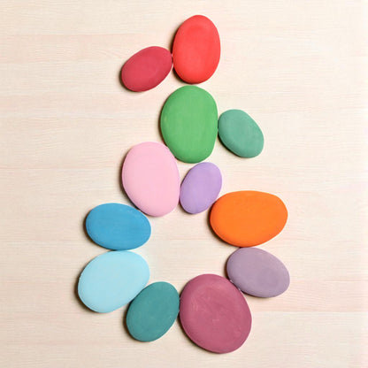 20-Piece Stained Wooden Stacking Pebbles Set