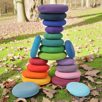 20-Piece Stained Wooden Stacking Pebbles Set