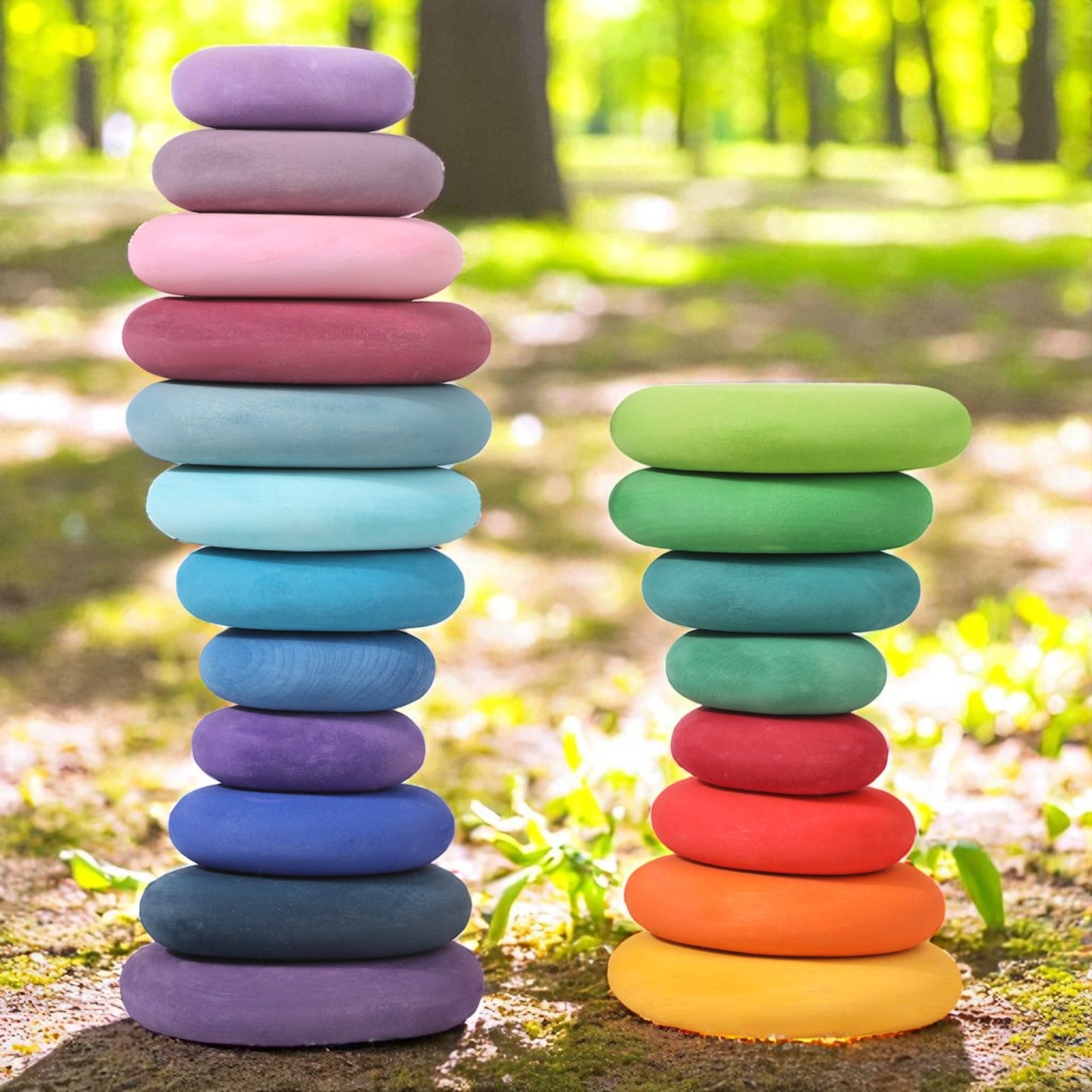20-piece stained wooden stacking pebbles set