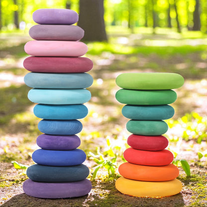 20-Piece Stained Wooden Stacking Pebbles Set