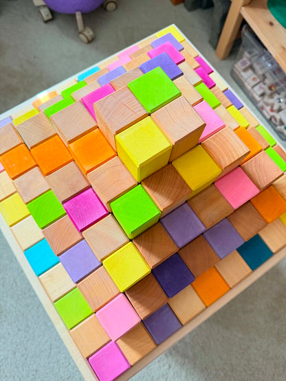 **Pre-order (Ships in 2-3 Weeks)**100 Pcs Large Natural Stepped Pyramid Wooden Stacking Building Blocks