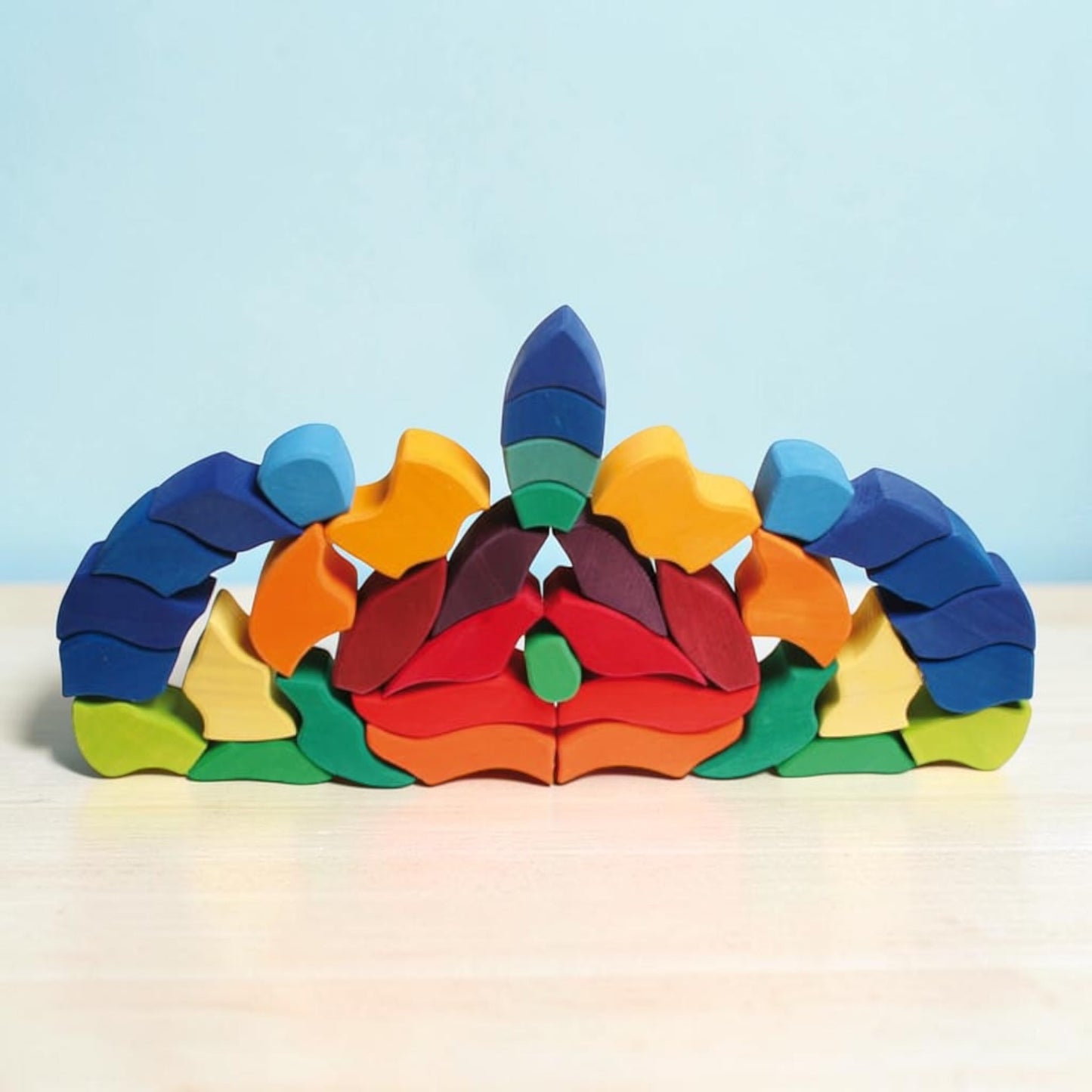 **pre-order (ships in 2-3 weeks)**37-piece handmade stained basswood (linden wood) butterfly puzzle | montessori wooden stacking & open-ended building toy