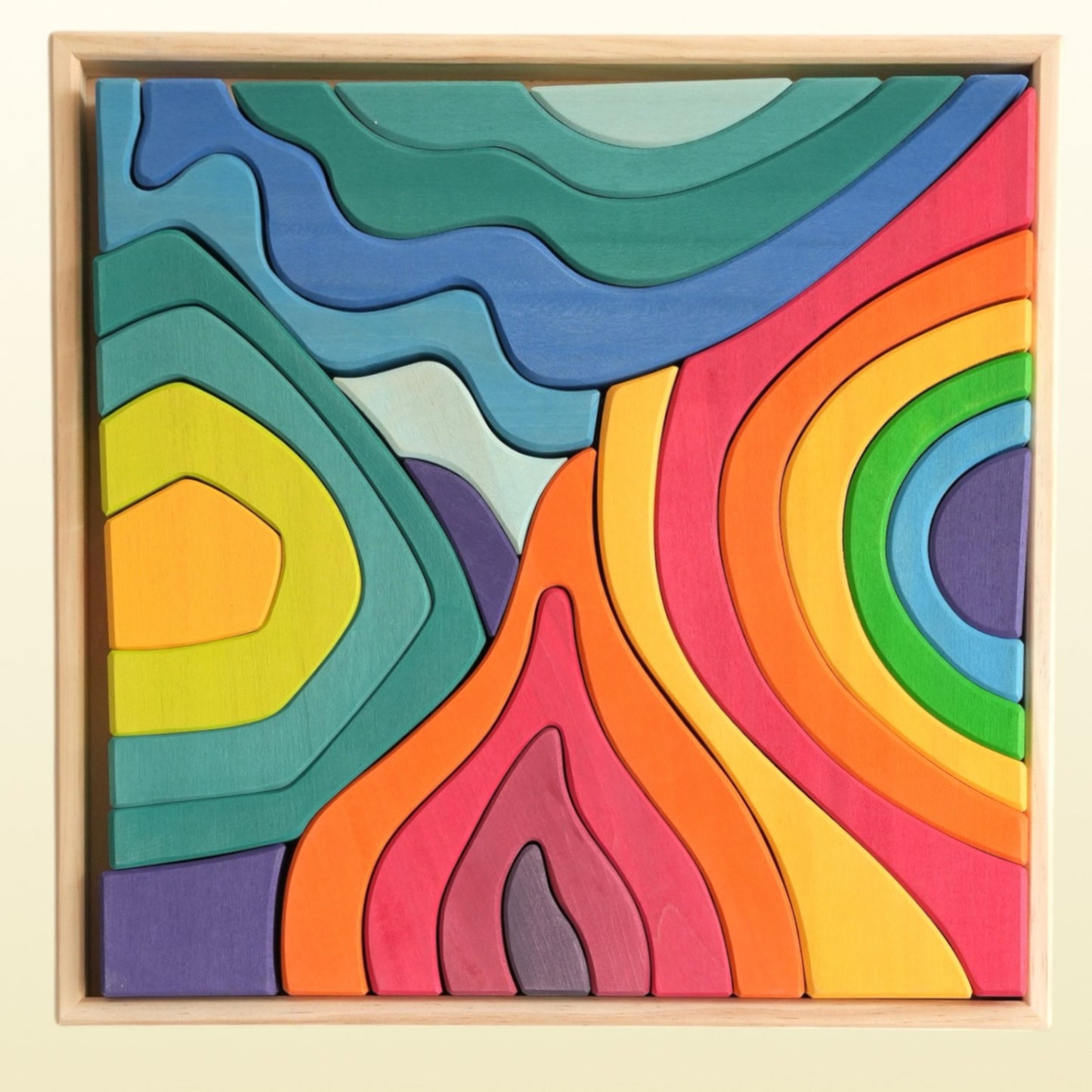 **pre-order (ships in 2-3 weeks)**large stained four elements wooden stacking puzzles building blocks