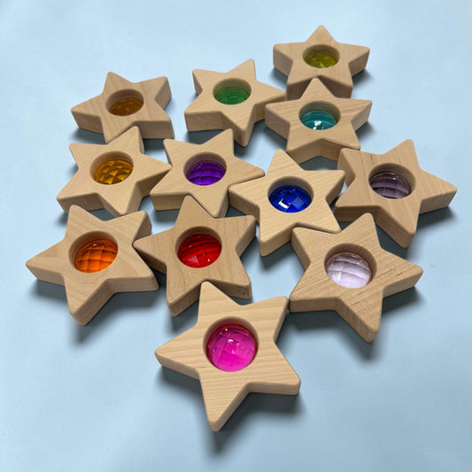 12 PCS Wooden Gemmed Stars Blocks Set