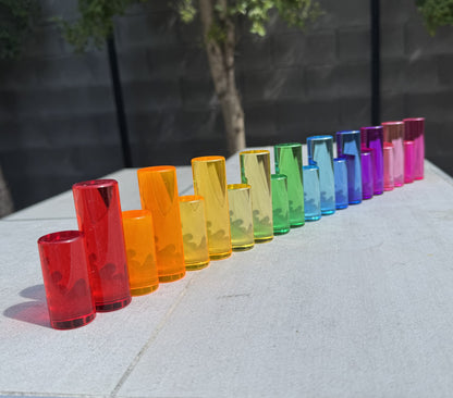 20 PCS Crystal-Clear Acrylic Rainbow Cylinders with Wooden Tray