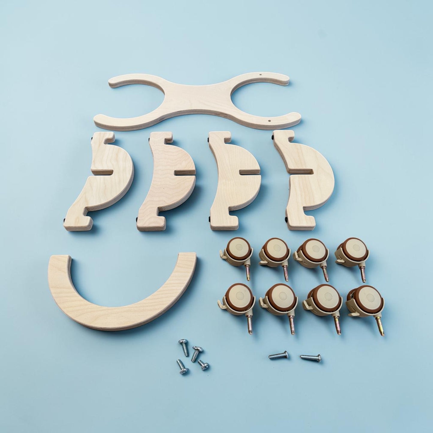 wooden roller car connector set for stepping stones