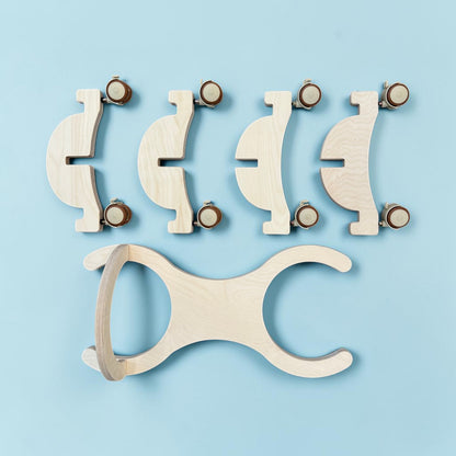 Wooden Roller Car Connector Set for Stepping Stones