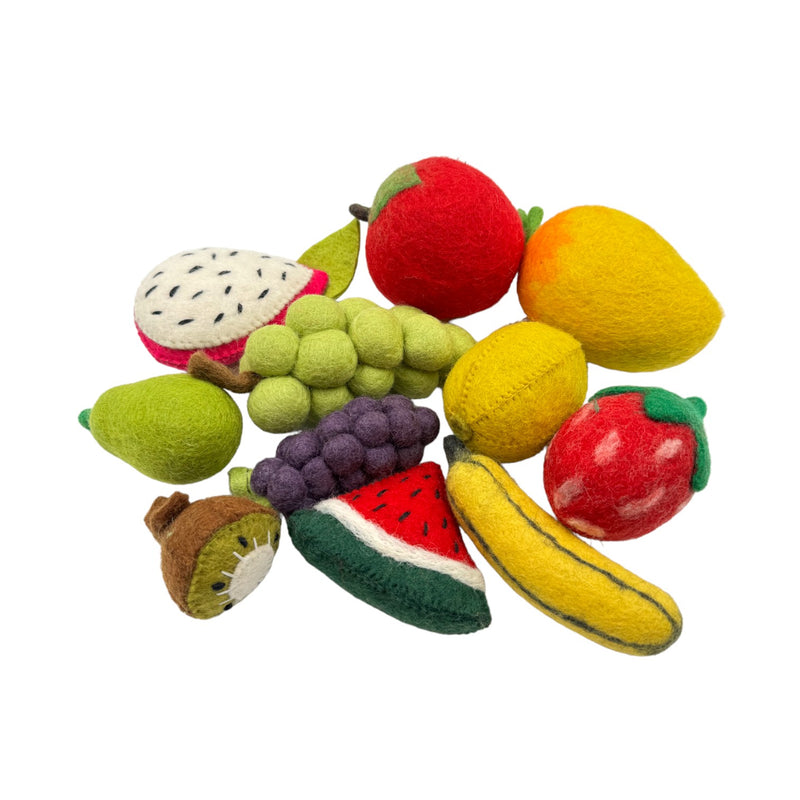 Handmade in Nepal 100% Wool Felt Foods Play Set for Pretend Cooking and Farmer Market Play