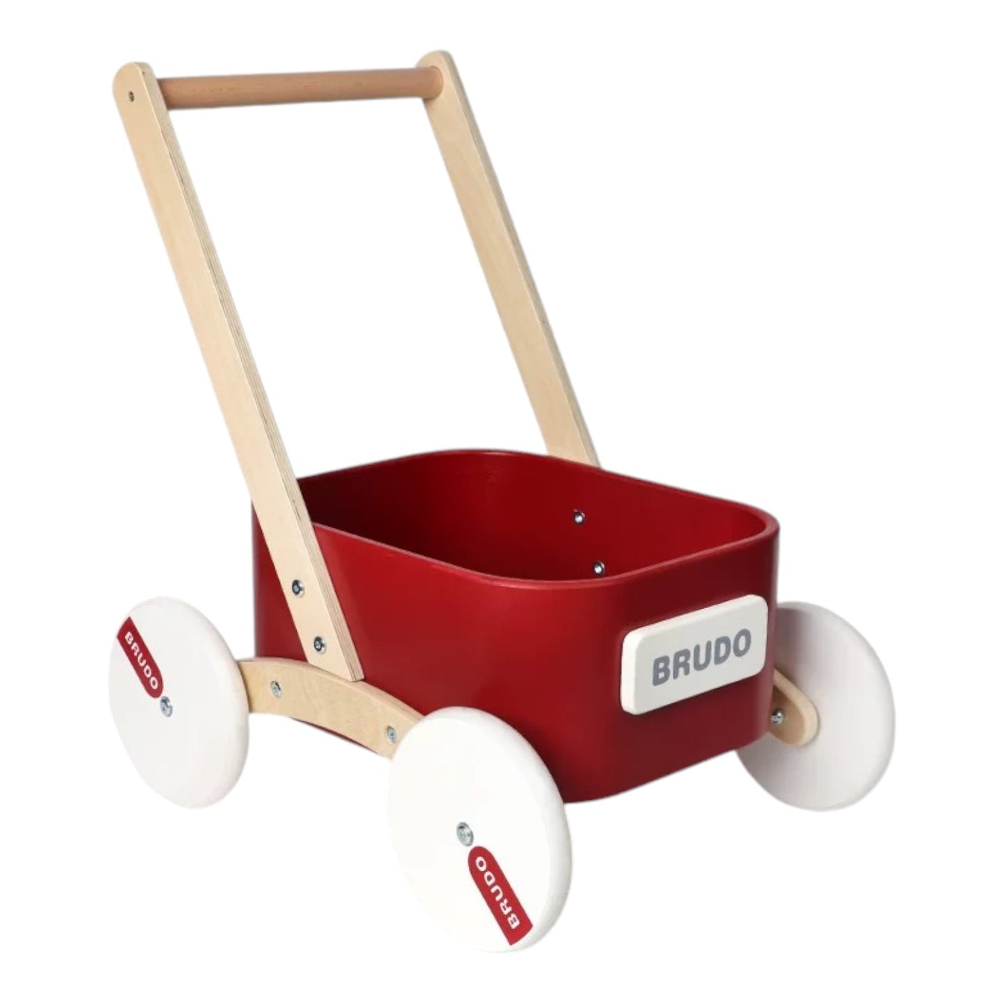 2-in-1 wooden toddler learning walker with toy storage bin